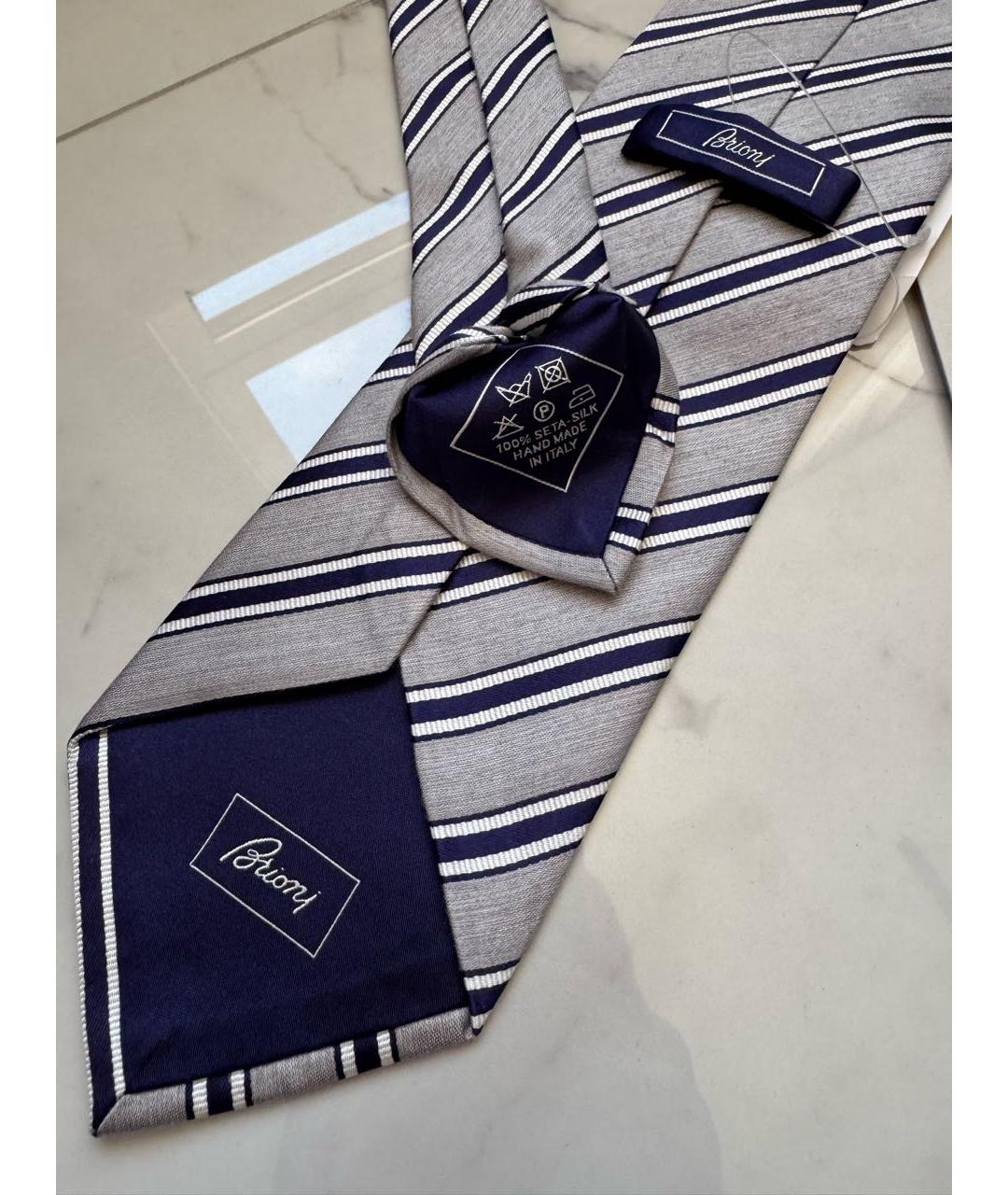 BRIONI Серый шелковый галстук, фото 6
