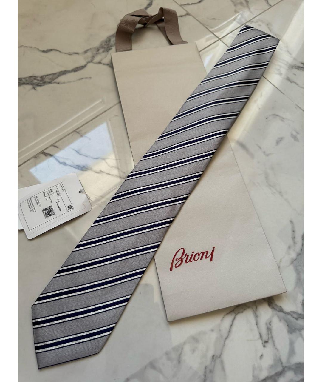 BRIONI Серый шелковый галстук, фото 7