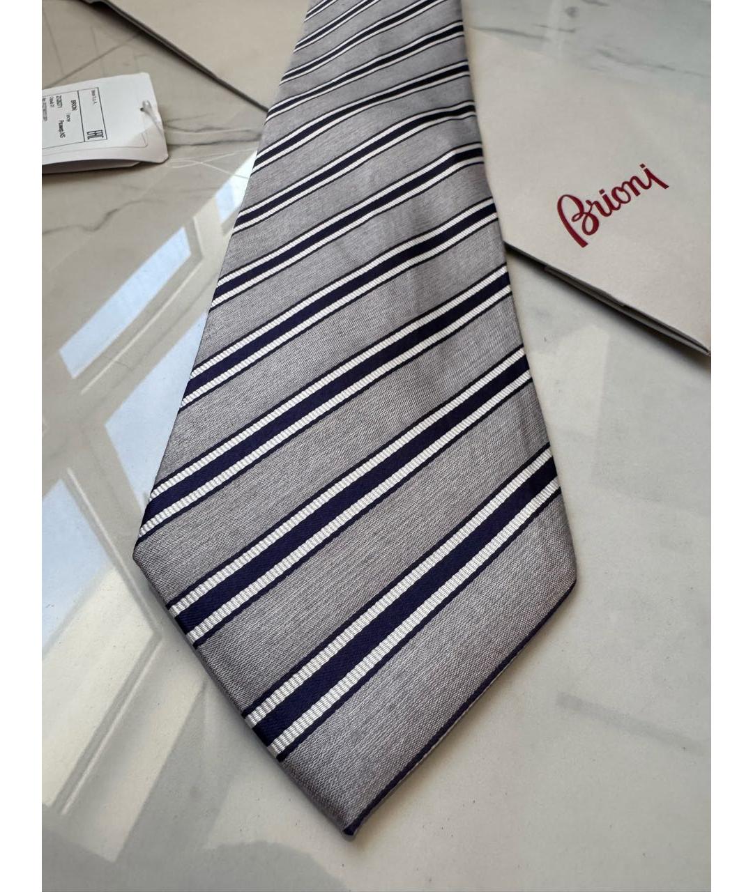 BRIONI Серый шелковый галстук, фото 5