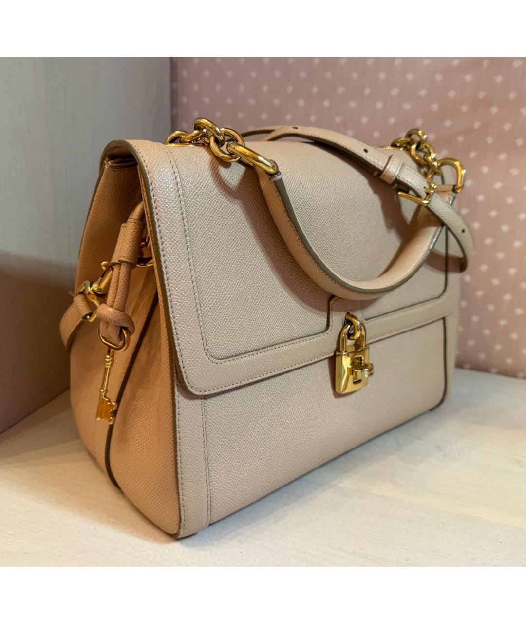 DOLCE&GABBANA Розовая кожаная сумка через плечо, фото 2