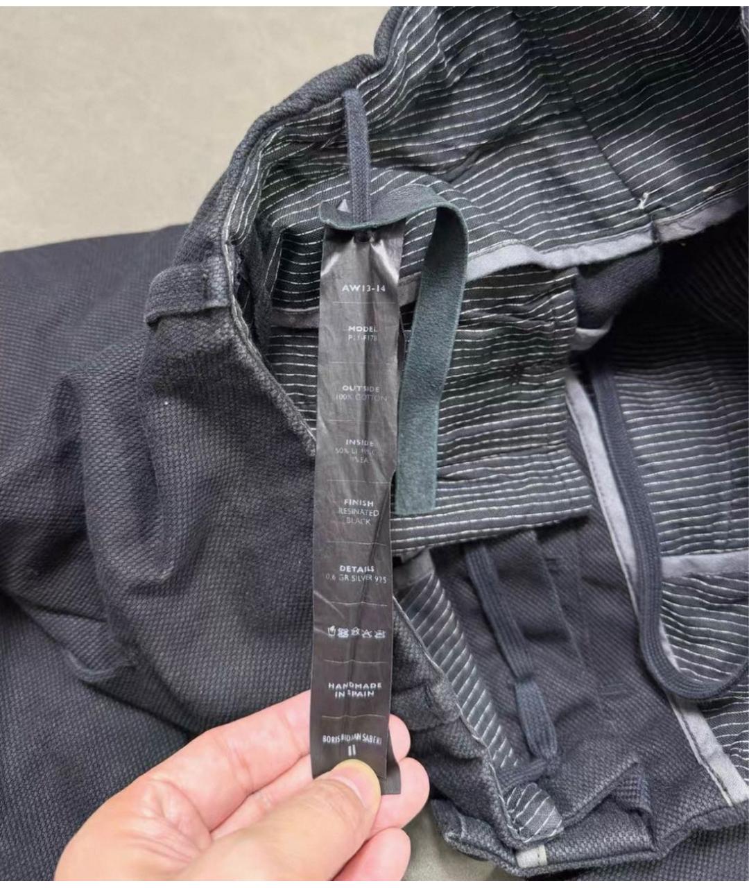 BORIS BIDJAN Антрацитовые хлопко-леновые джинсы, фото 6