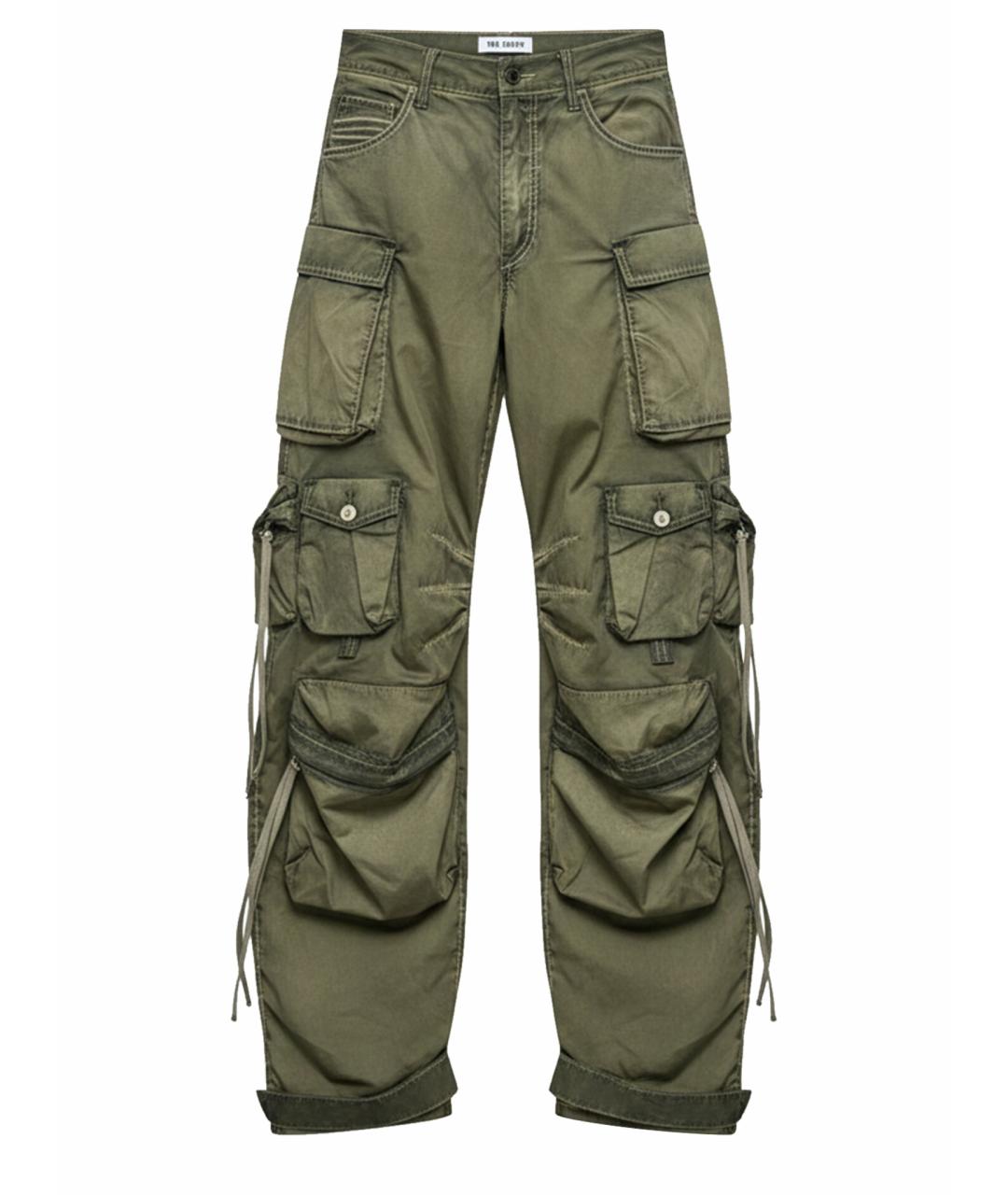 THE ATTICO Хаки полиэстеровые прямые брюки, фото 1