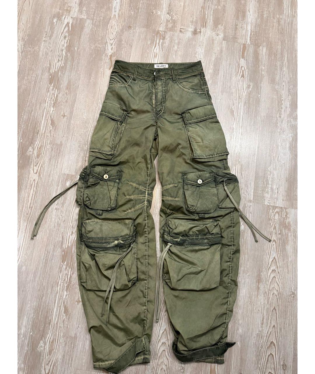 THE ATTICO Хаки полиэстеровые прямые брюки, фото 9