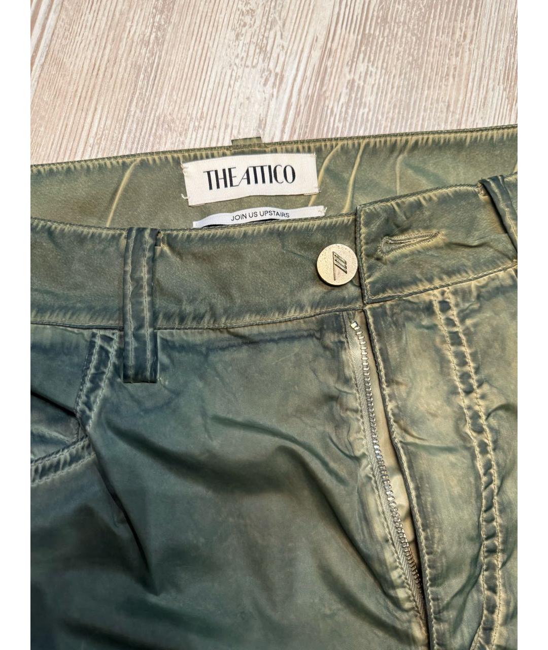 THE ATTICO Хаки полиэстеровые прямые брюки, фото 4