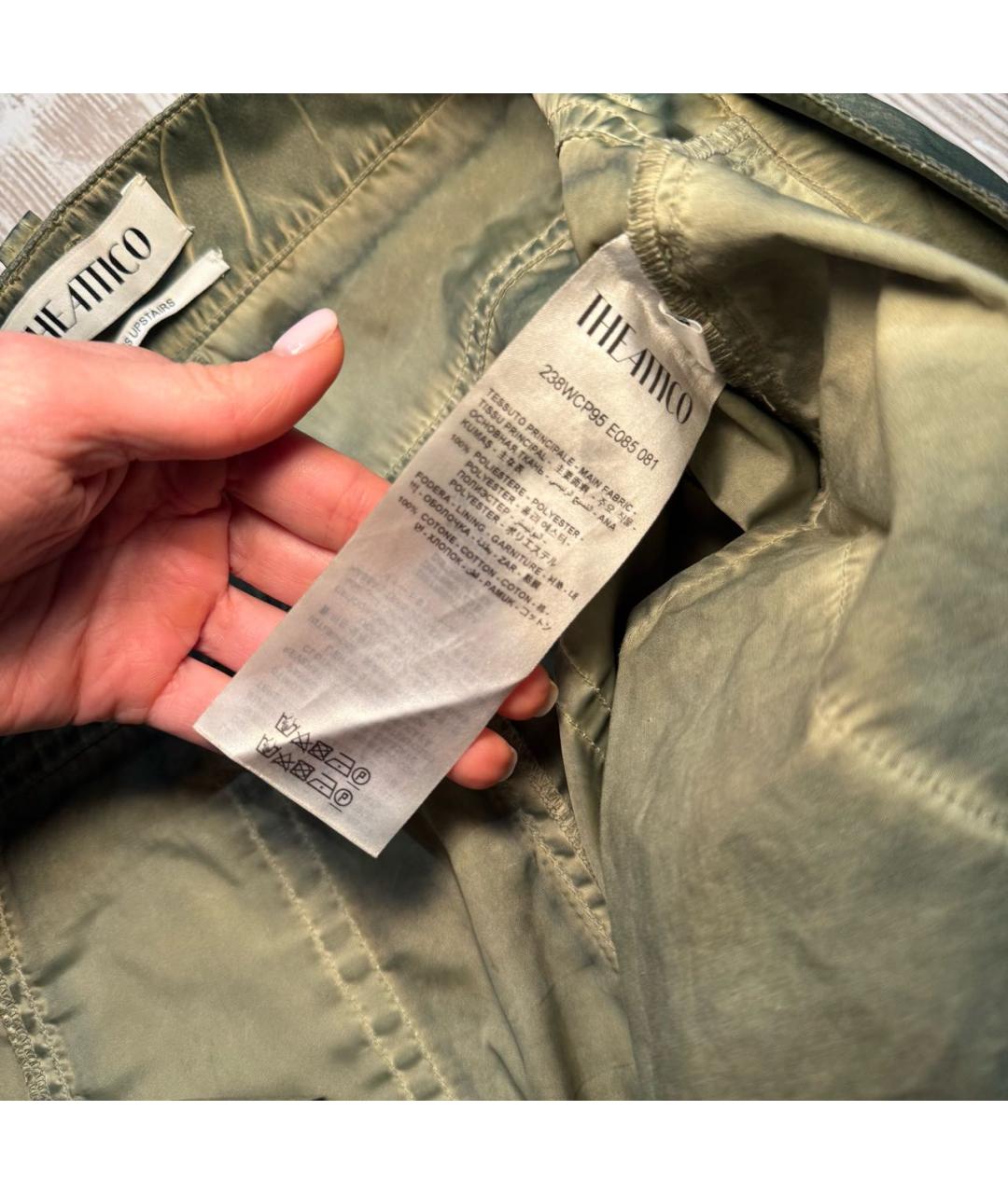 THE ATTICO Хаки полиэстеровые прямые брюки, фото 7