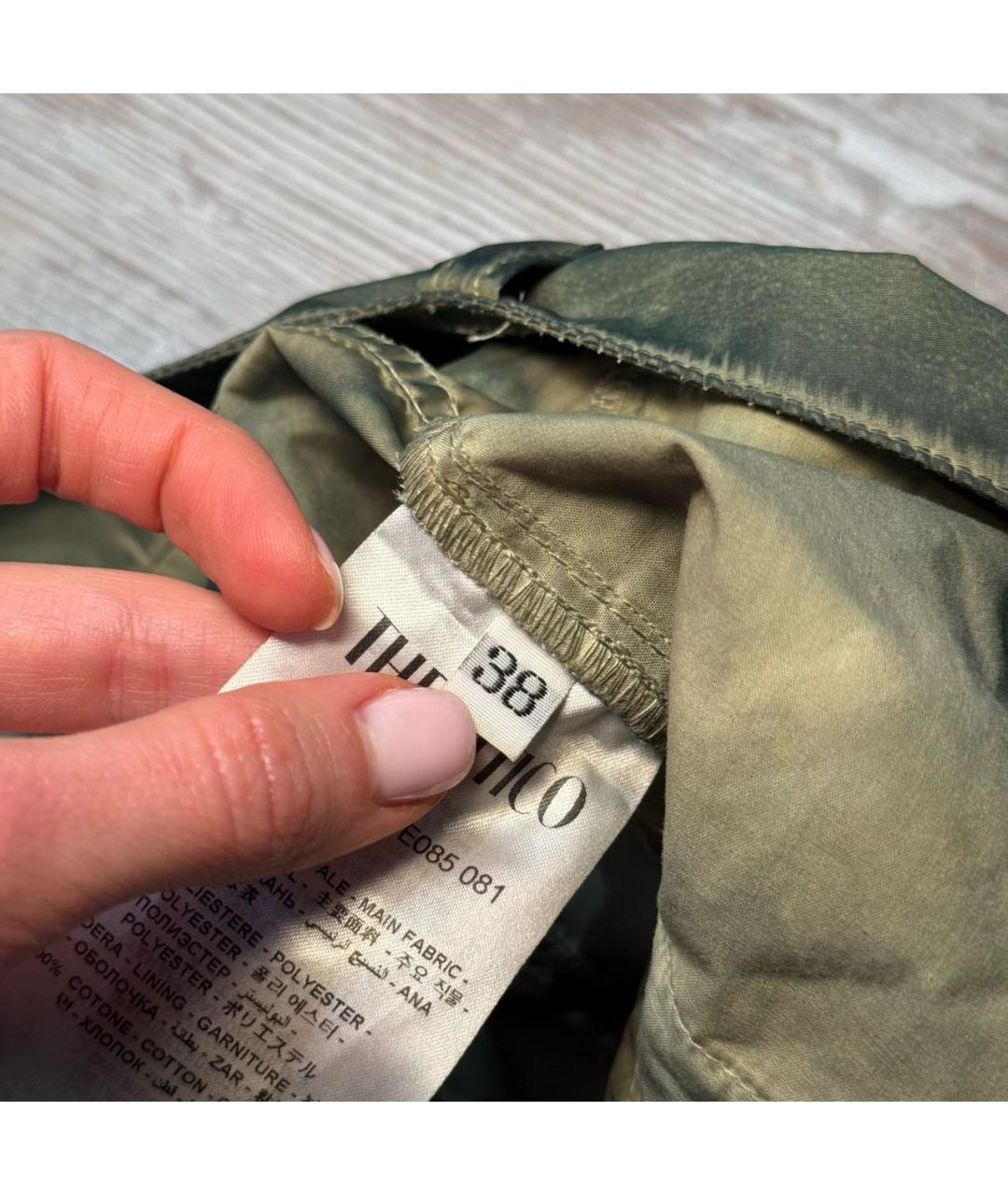 THE ATTICO Хаки полиэстеровые прямые брюки, фото 5
