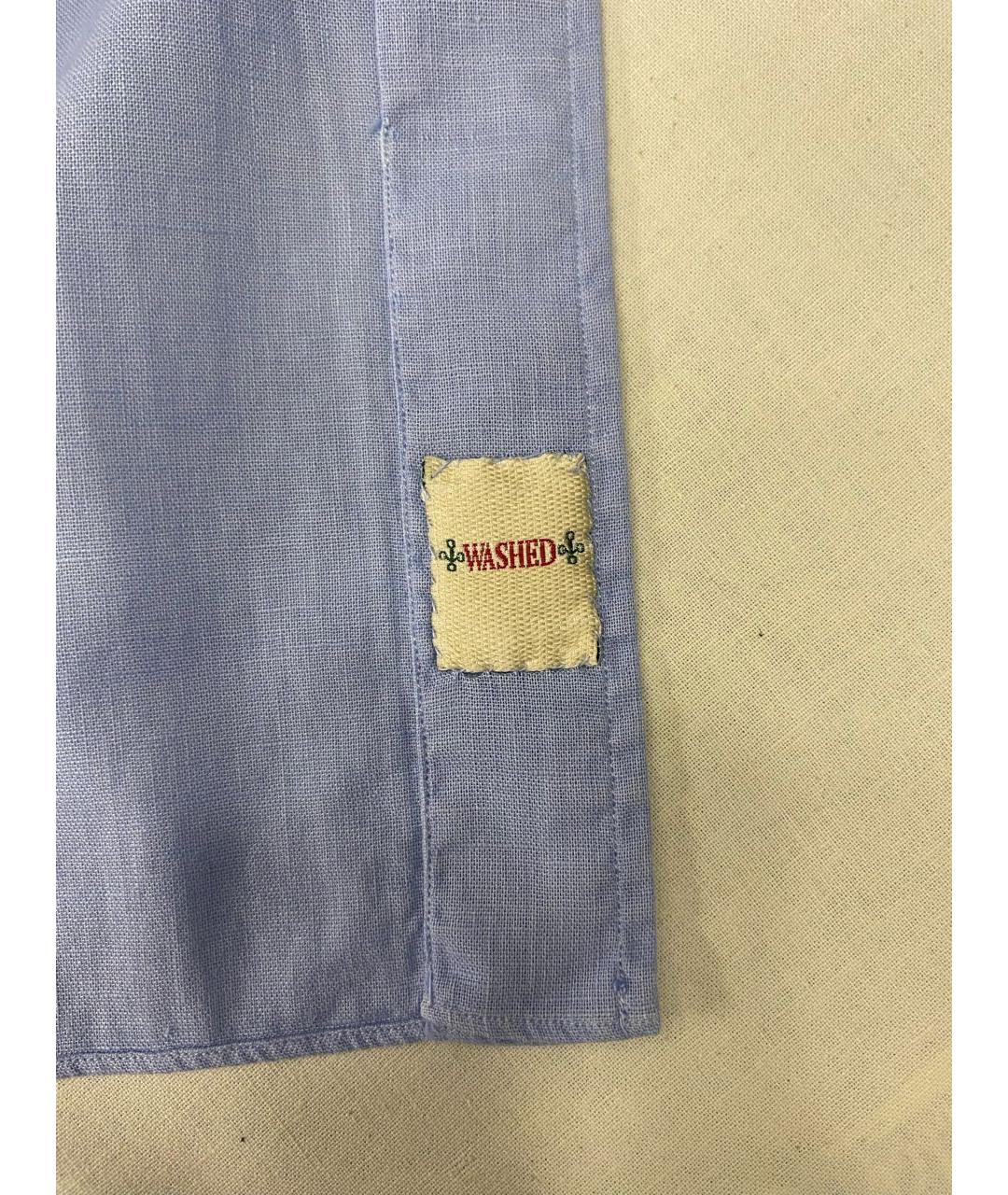 BORRIELLO Голубая льняная кэжуал рубашка, фото 6