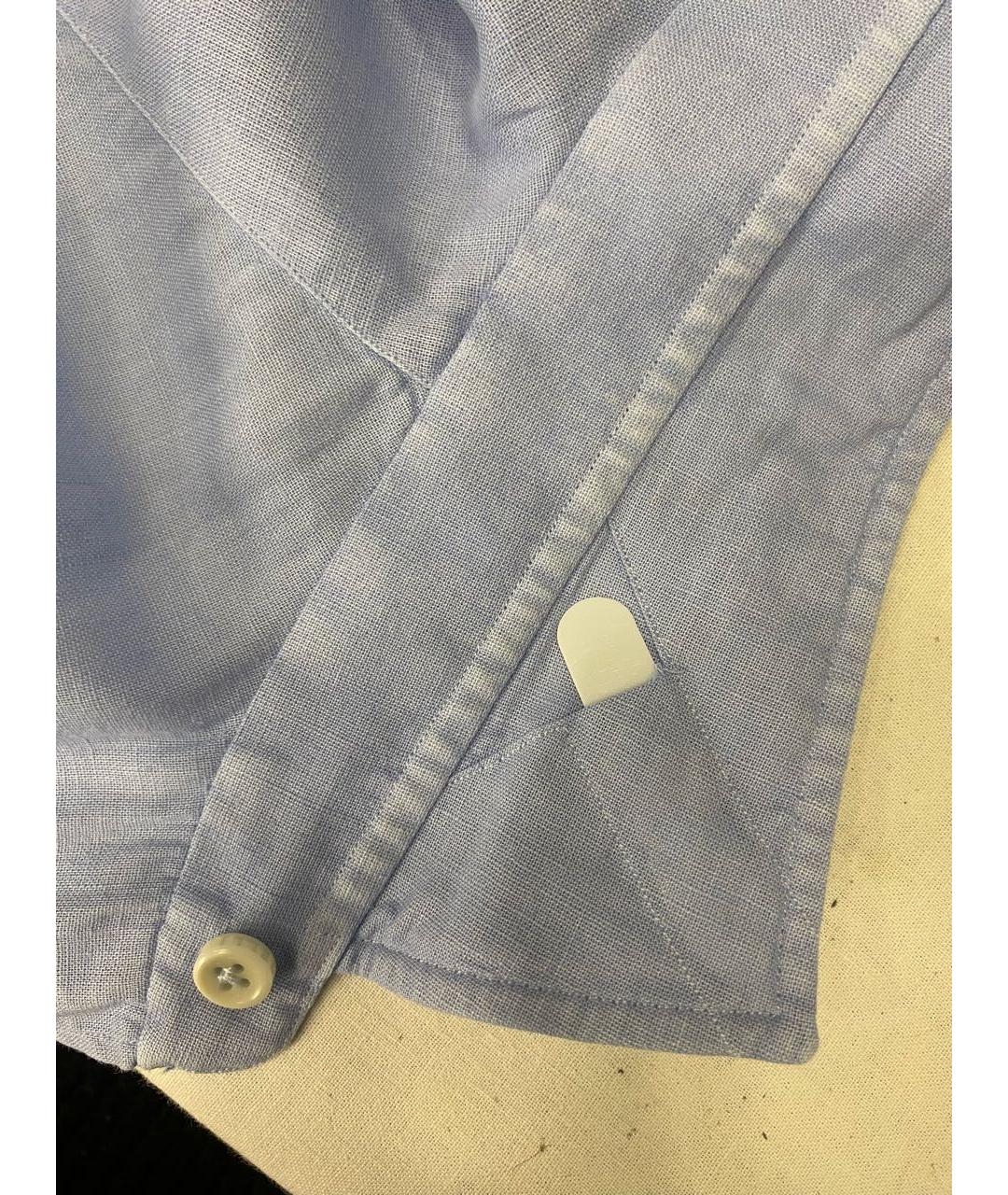 BORRIELLO Голубая льняная кэжуал рубашка, фото 5