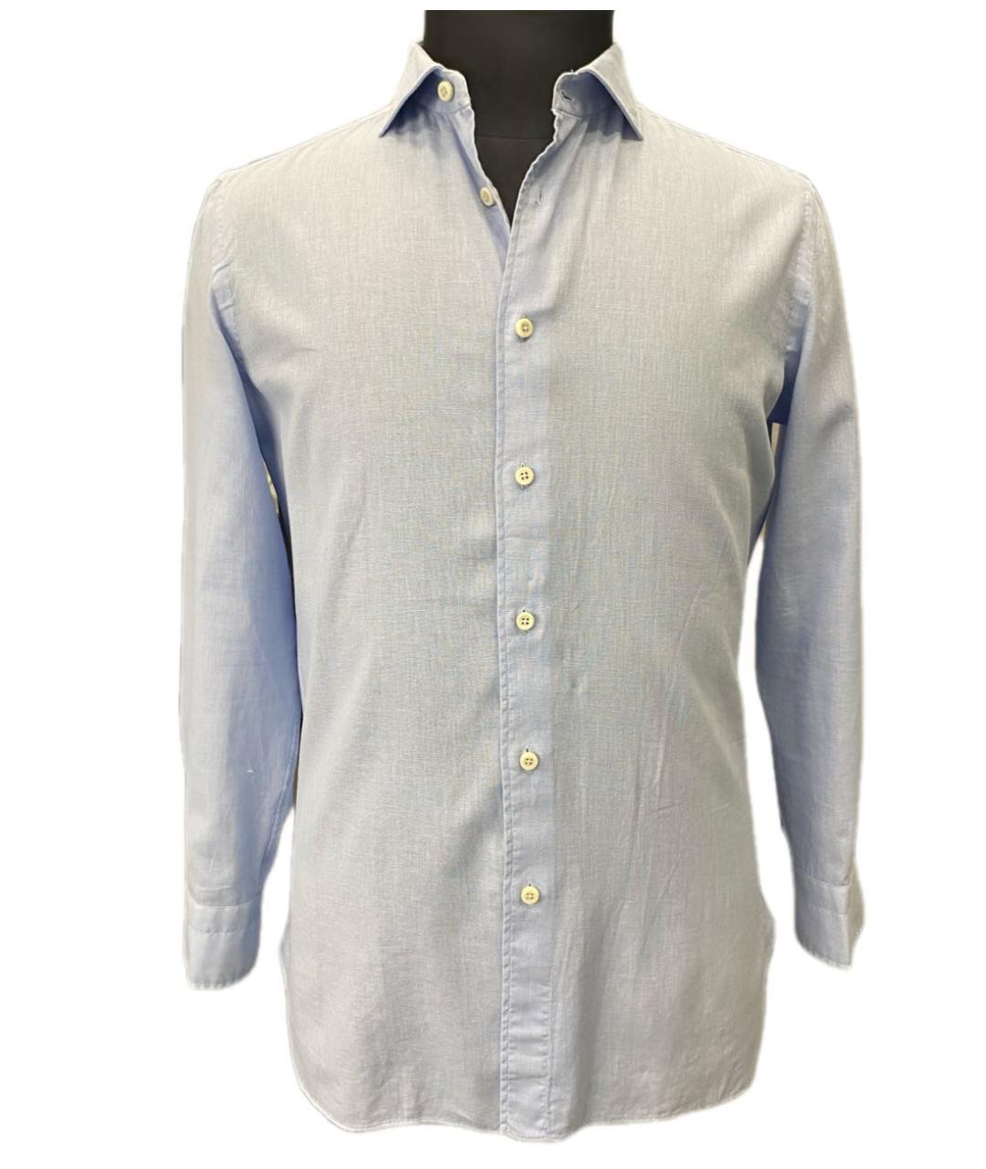 BORRIELLO Голубая льняная кэжуал рубашка, фото 8