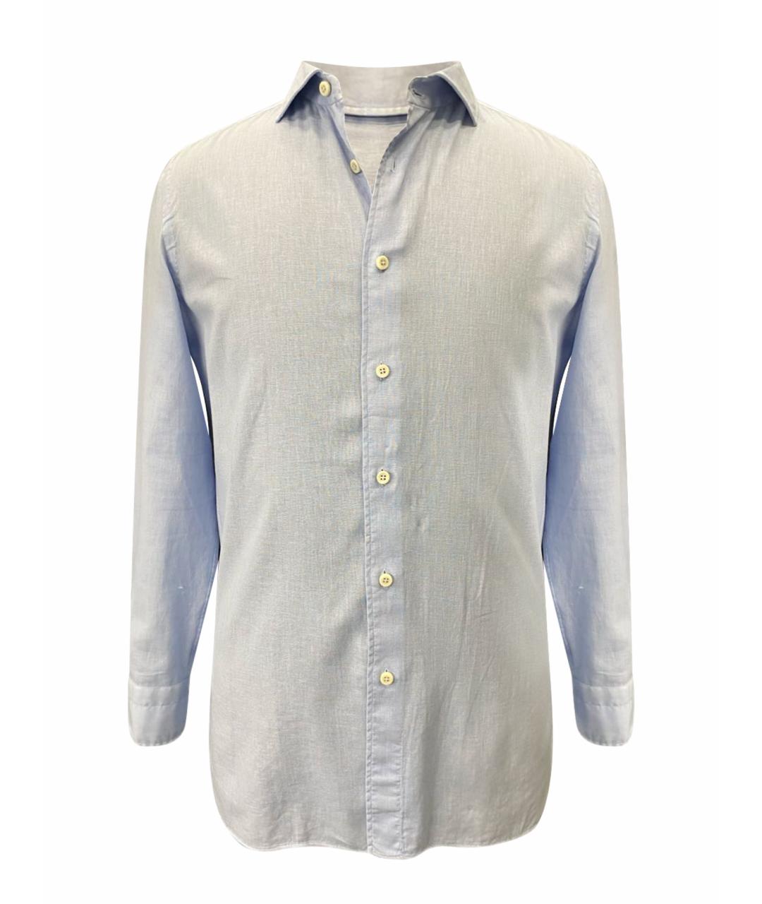 BORRIELLO Голубая льняная кэжуал рубашка, фото 1
