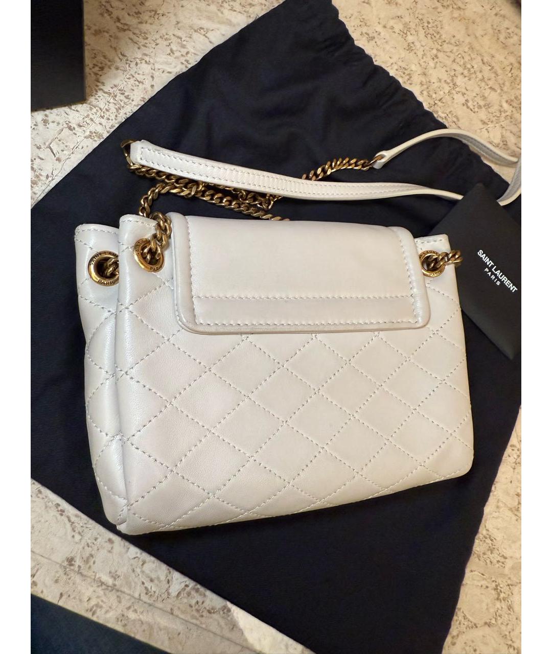 SAINT LAURENT Белая кожаная сумка через плечо, фото 4