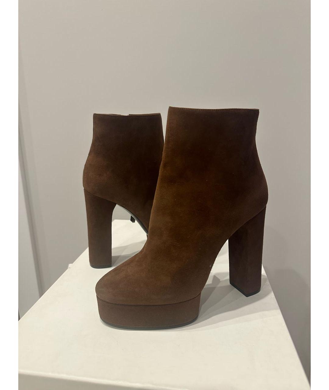 CASADEI Коричневые замшевые ботильоны, фото 3