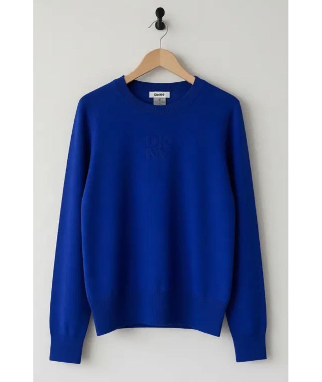 DKNY Синий хлопко-эластановый джемпер / свитер, фото 2