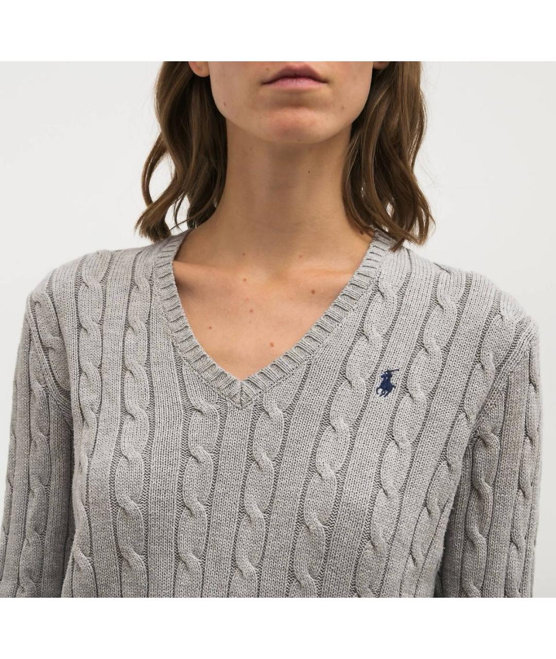 RALPH LAUREN Серый хлопковый джемпер / свитер, фото 8