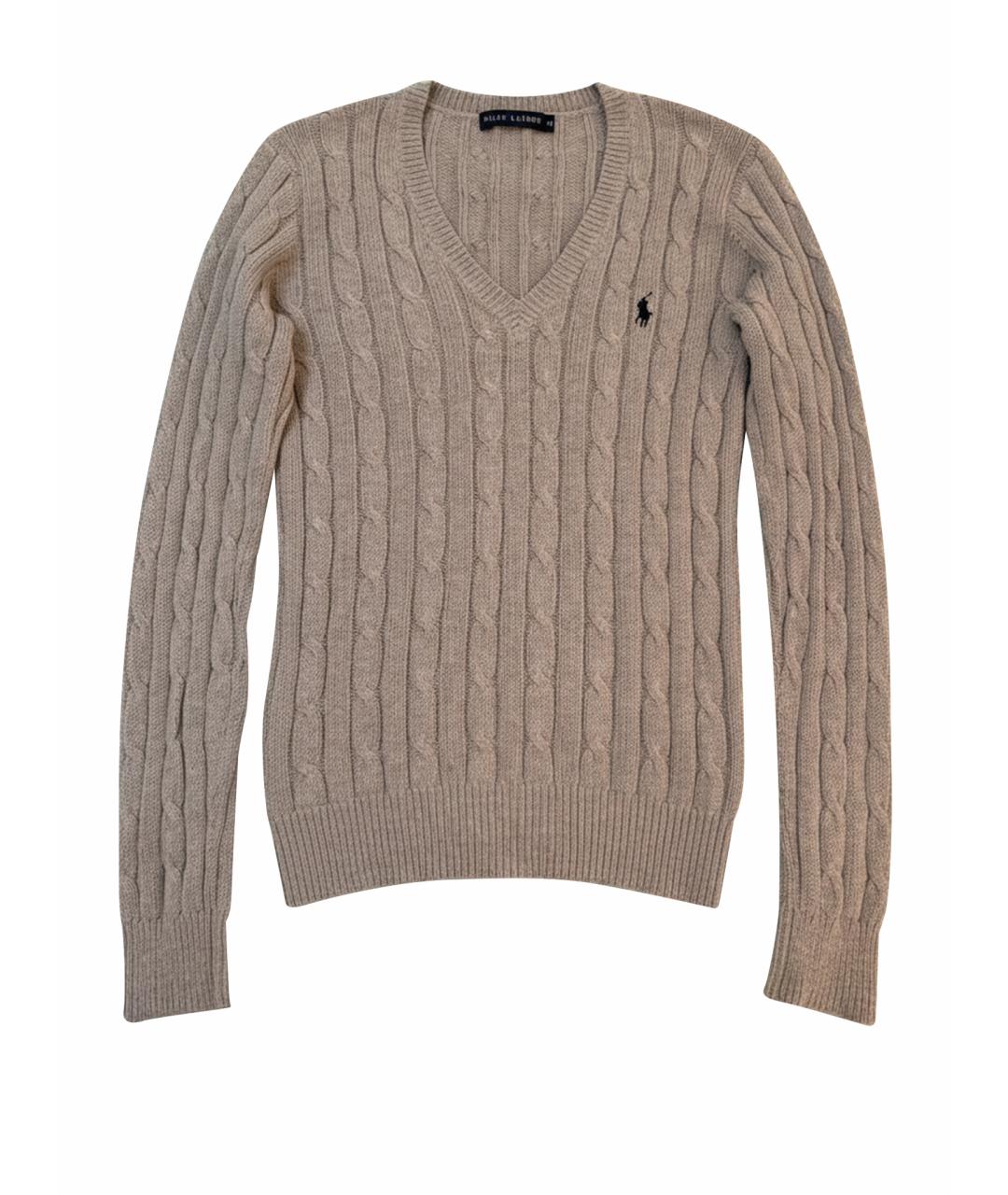 RALPH LAUREN Серый хлопковый джемпер / свитер, фото 1