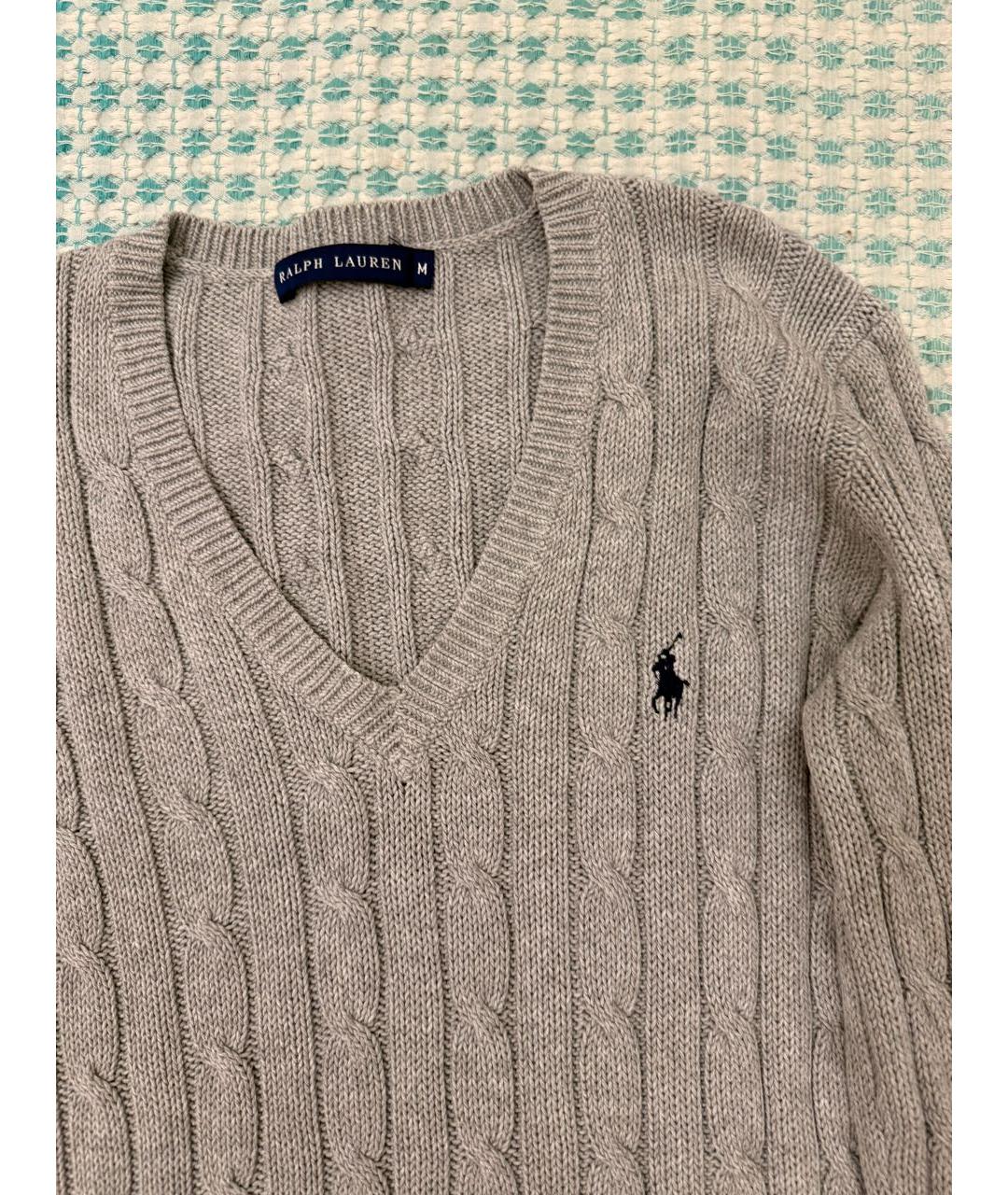 RALPH LAUREN Серый хлопковый джемпер / свитер, фото 2