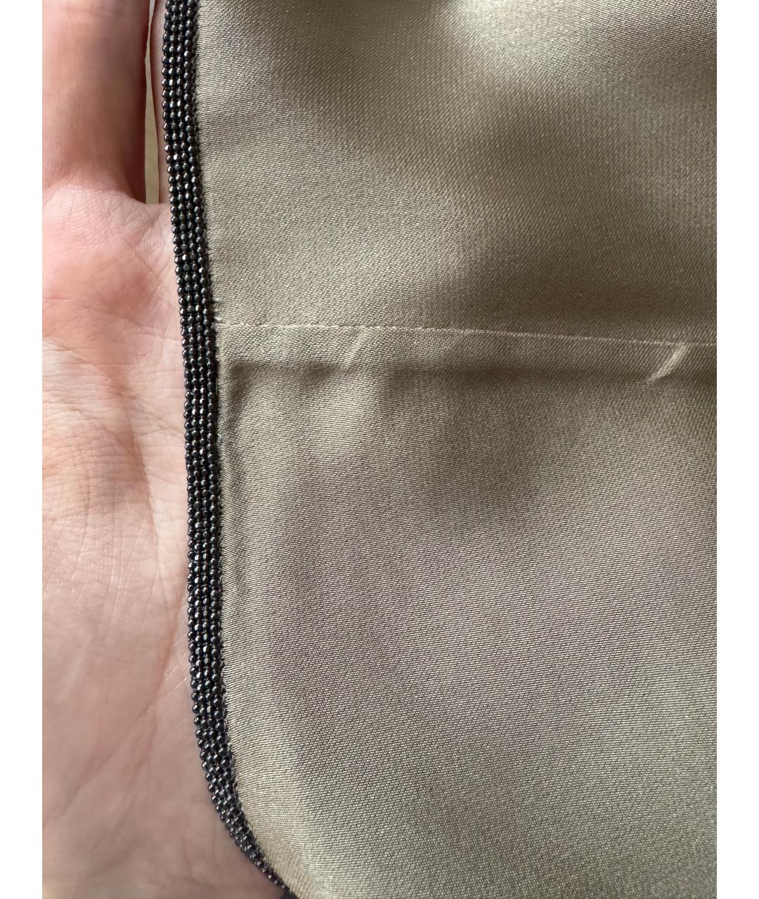 BRUNELLO CUCINELLI Хаки ацетатная юбка миди, фото 3