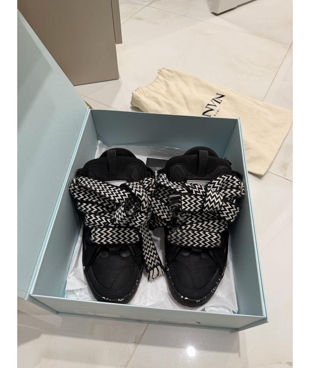 LANVIN Черные кожаные низкие кроссовки / кеды, фото 5