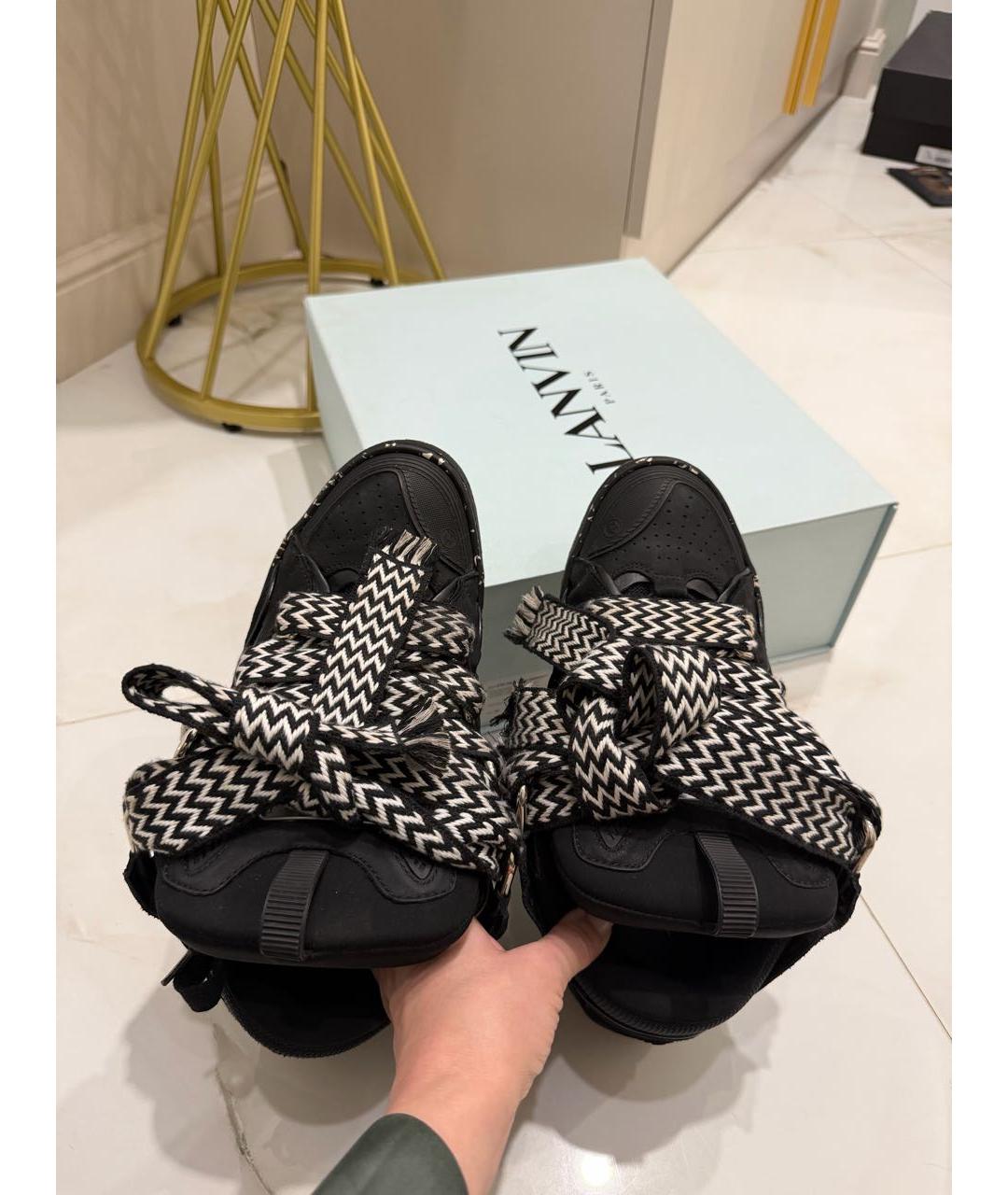 LANVIN Черные кожаные низкие кроссовки / кеды, фото 3