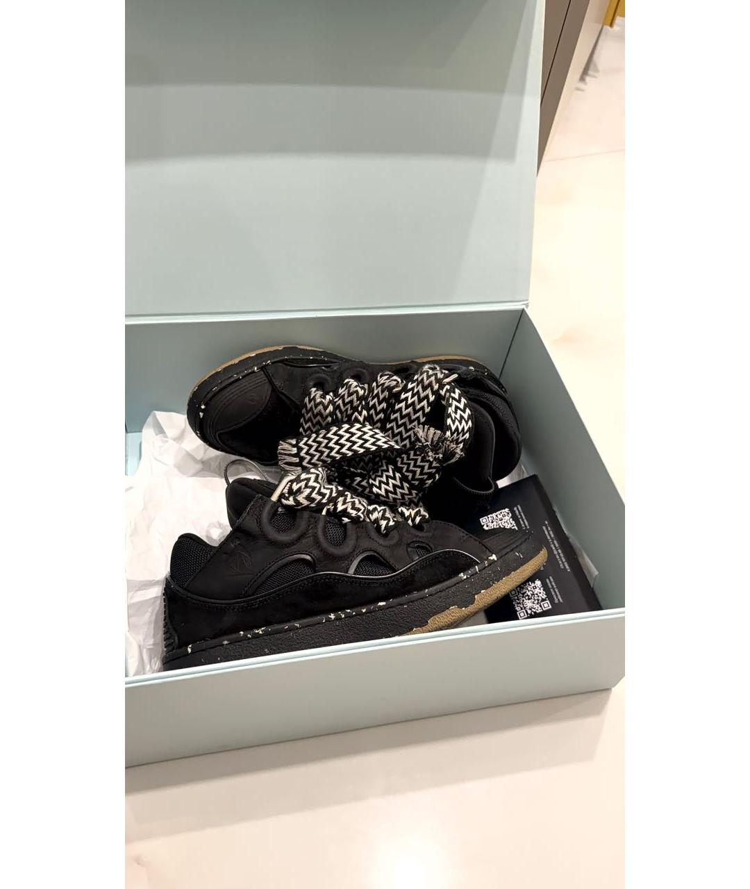 LANVIN Черные кожаные низкие кроссовки / кеды, фото 7