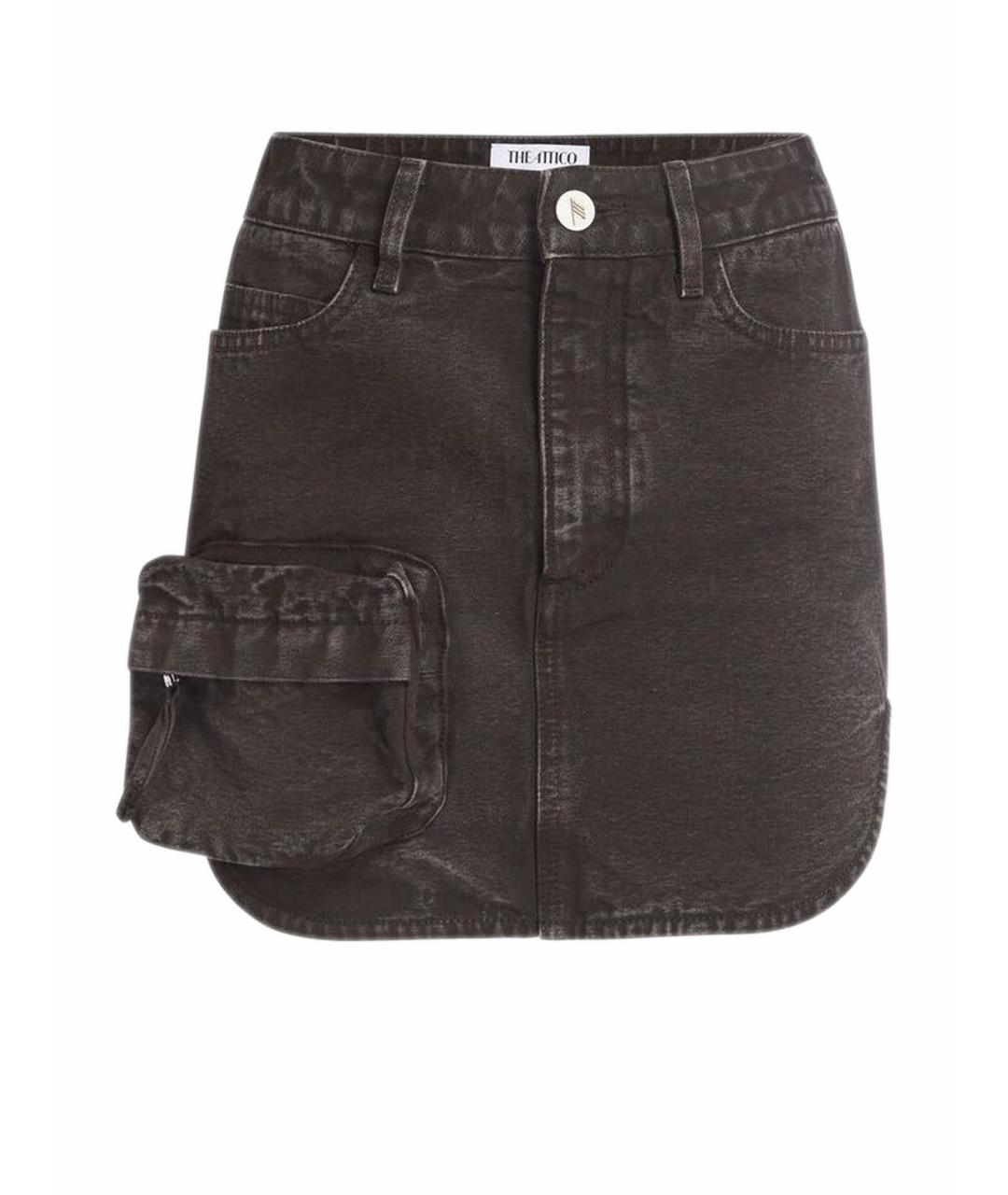 THE ATTICO Коричневая хлопковая юбка мини, фото 1