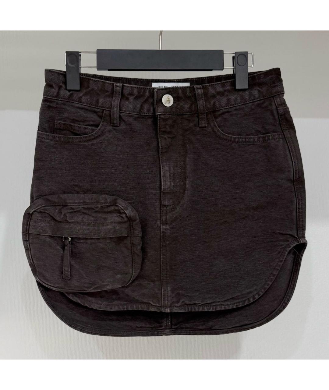 THE ATTICO Коричневая хлопковая юбка мини, фото 3