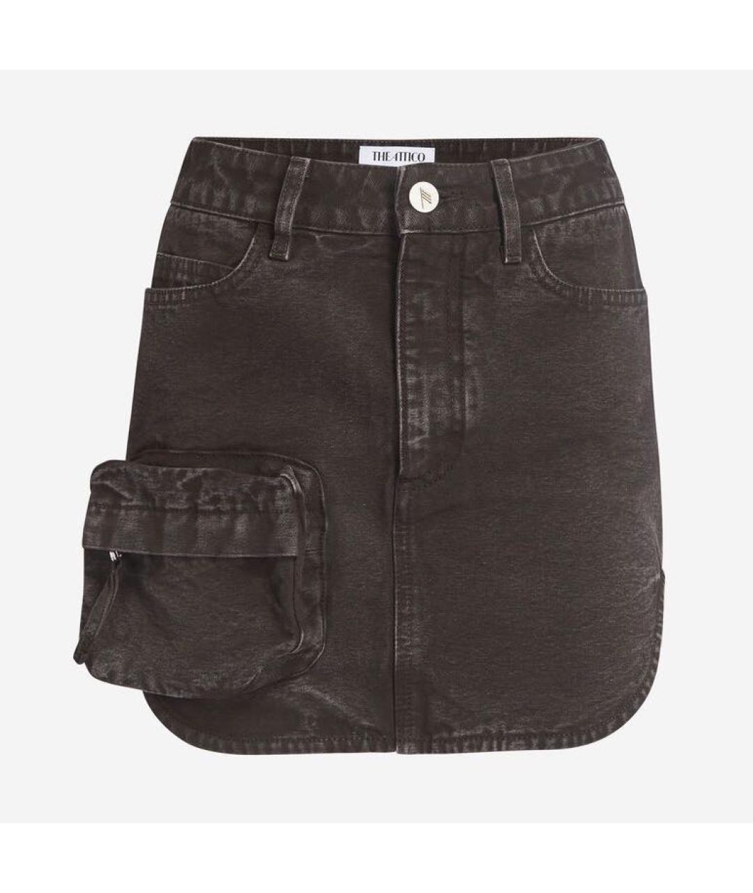 THE ATTICO Коричневая хлопковая юбка мини, фото 8