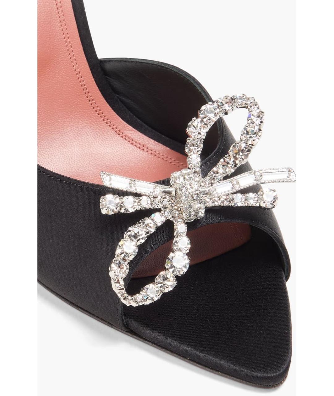 Amina Muaddi Черные текстильные мюли, фото 3