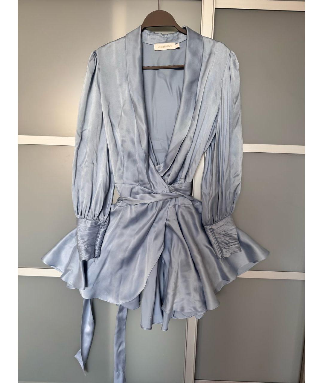 ZIMMERMANN Голубое шелковое платье, фото 2