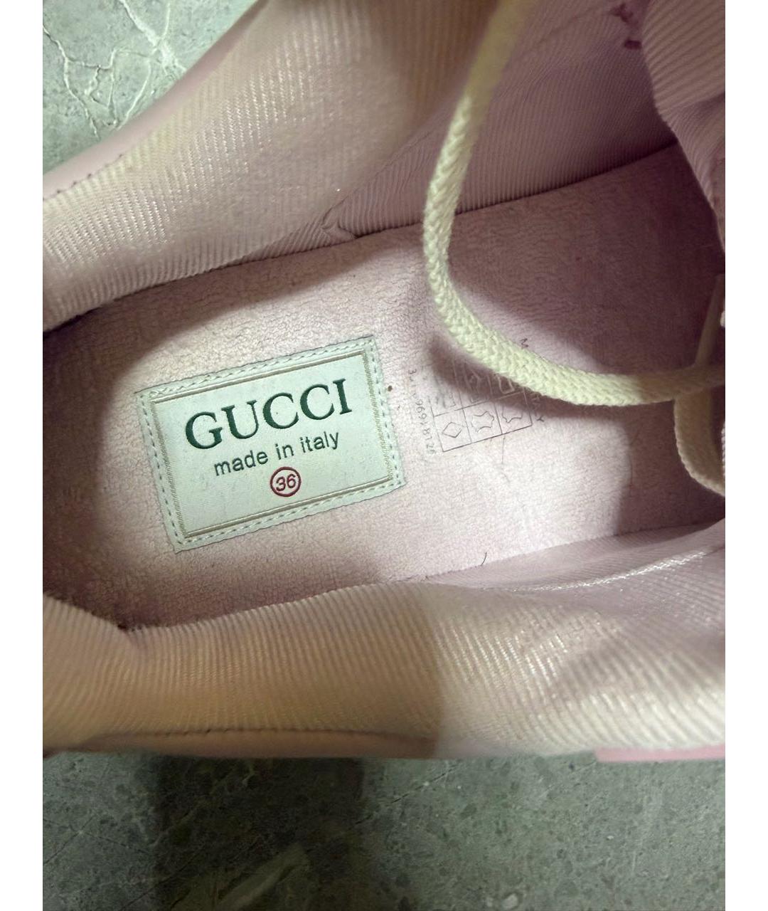 GUCCI Розовые кожаные кроссовки, фото 7