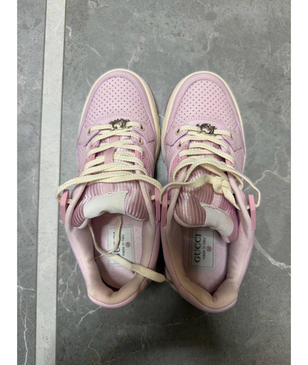 GUCCI Розовые кожаные кроссовки, фото 3