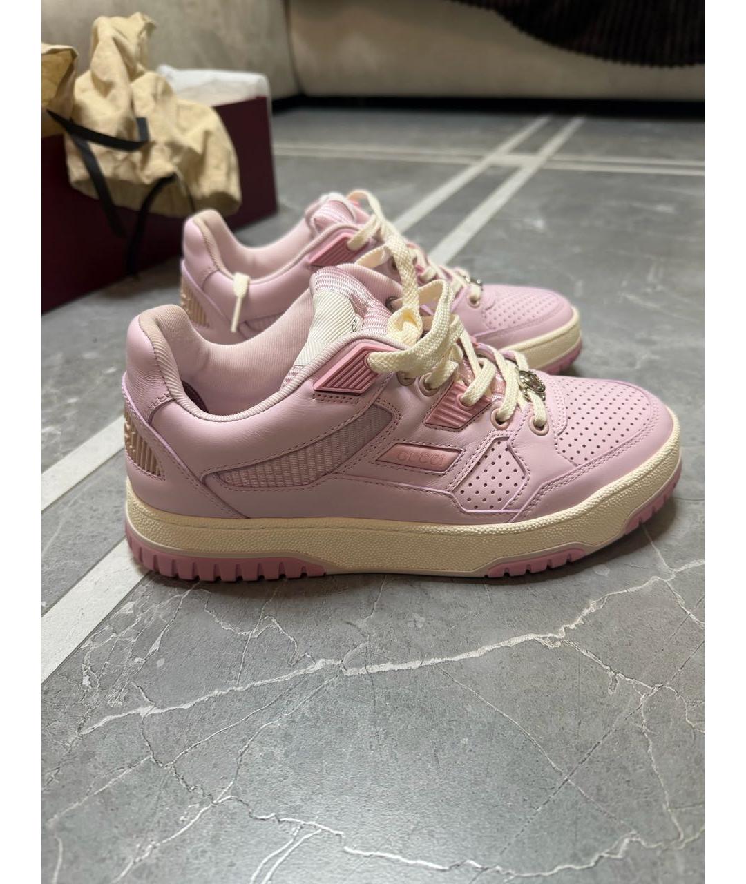 GUCCI Розовые кожаные кроссовки, фото 9