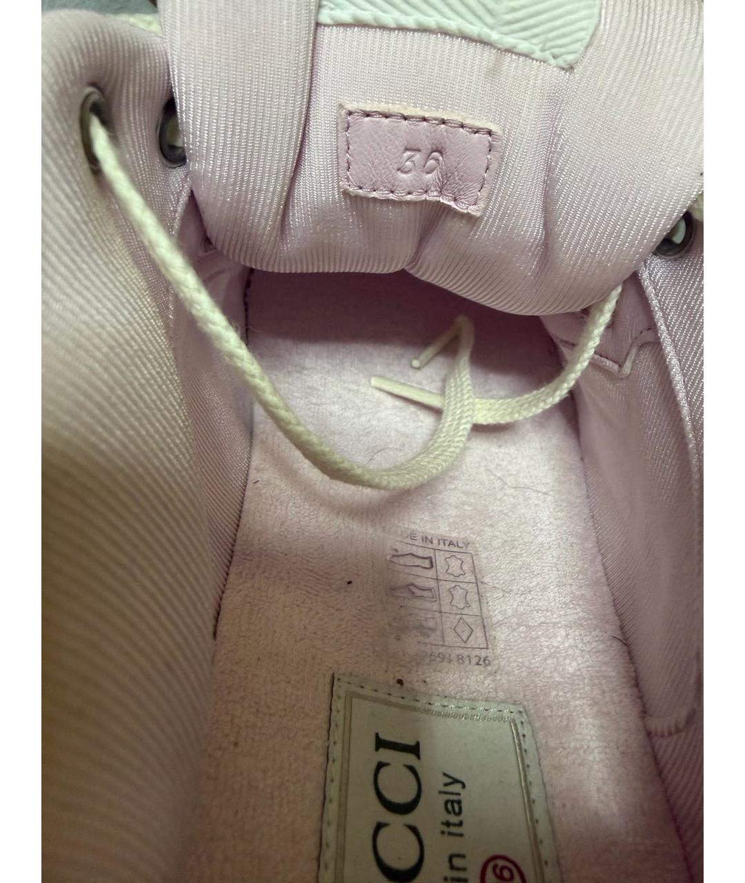 GUCCI Розовые кожаные кроссовки, фото 6
