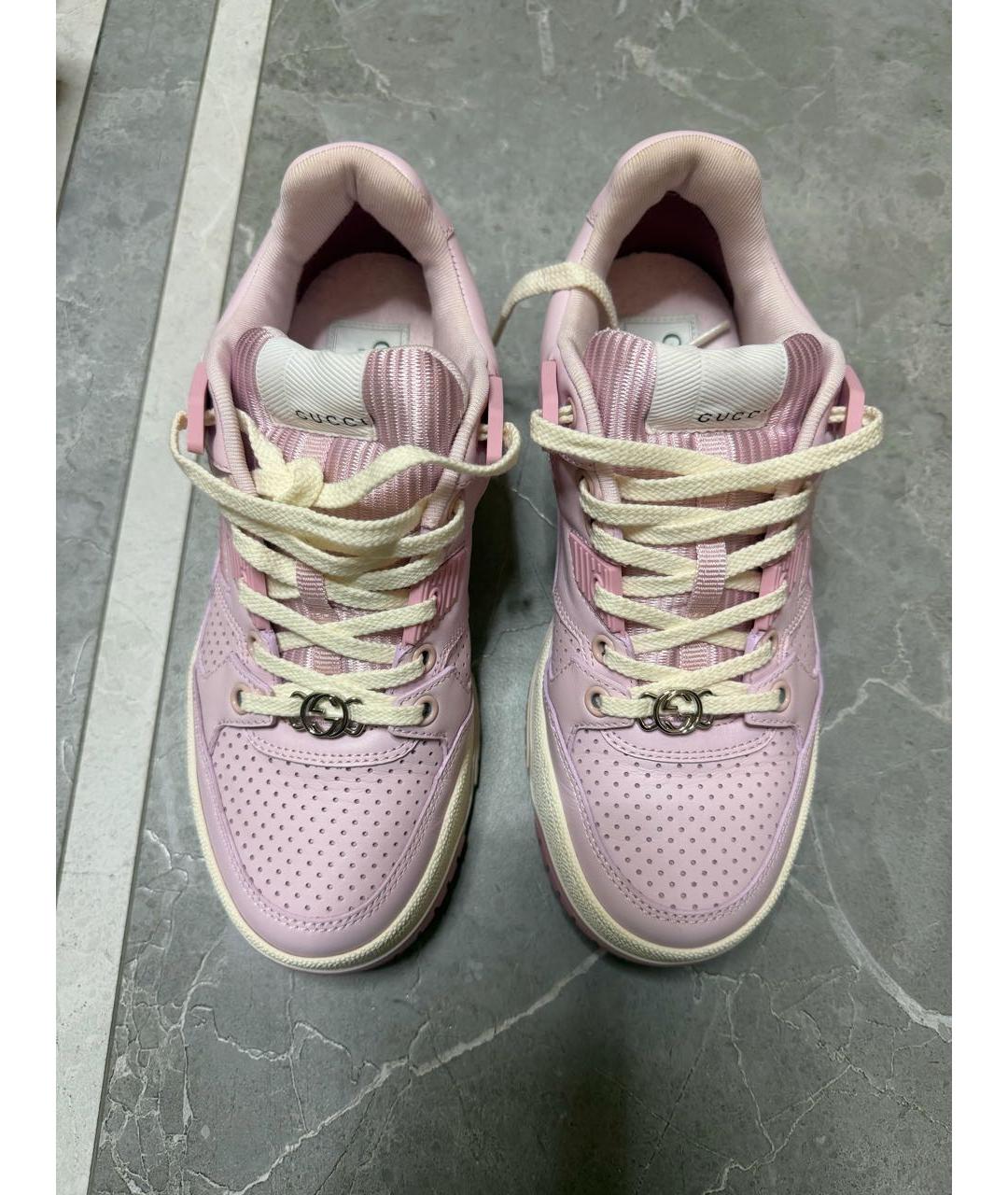 GUCCI Розовые кожаные кроссовки, фото 2