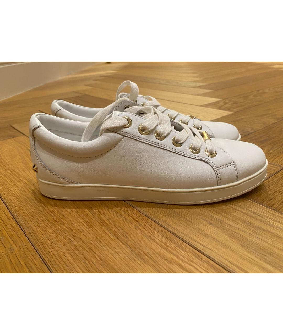 JIMMY CHOO Белые кожаные кеды, фото 9