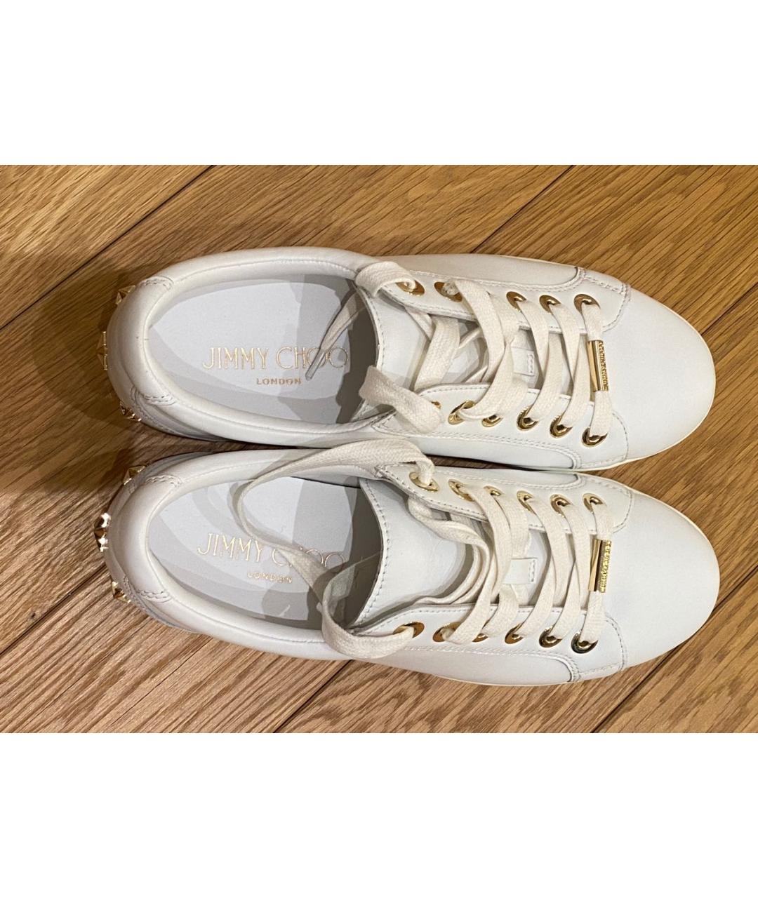 JIMMY CHOO Белые кожаные кеды, фото 7