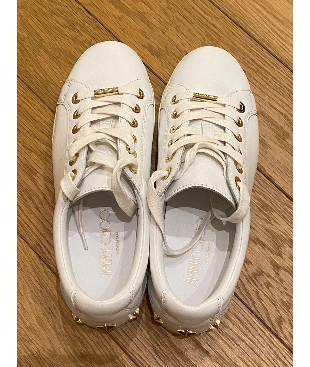 JIMMY CHOO Белые кожаные кеды, фото 3