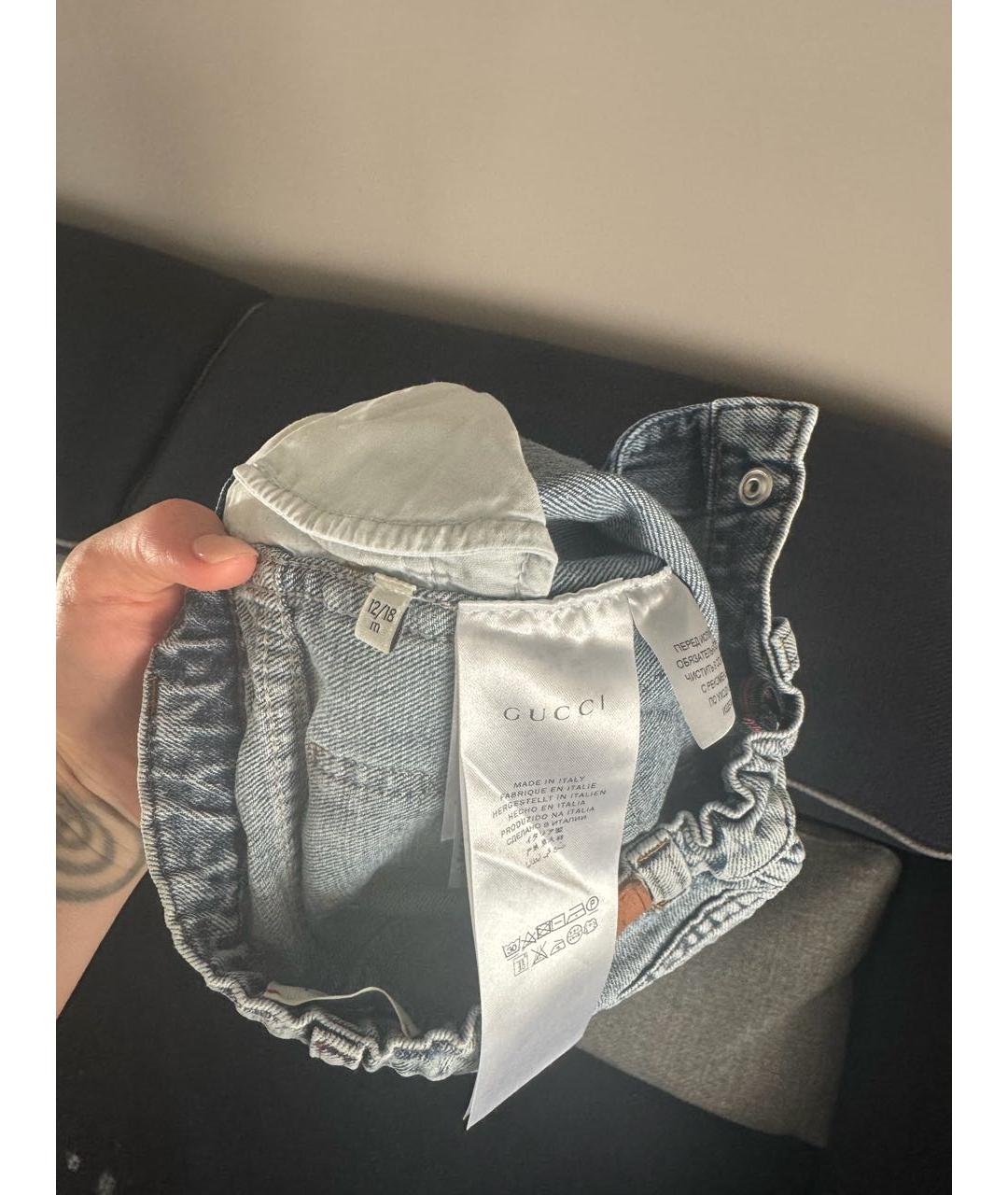 GUCCI KIDS Голубые деним детские джинсы, фото 3