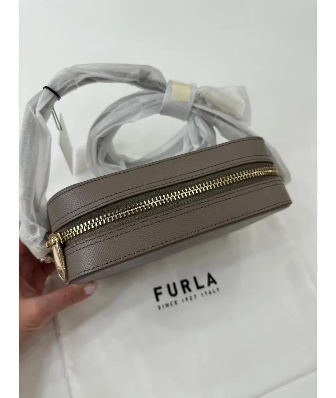 FURLA Серая кожаная сумка через плечо, фото 4