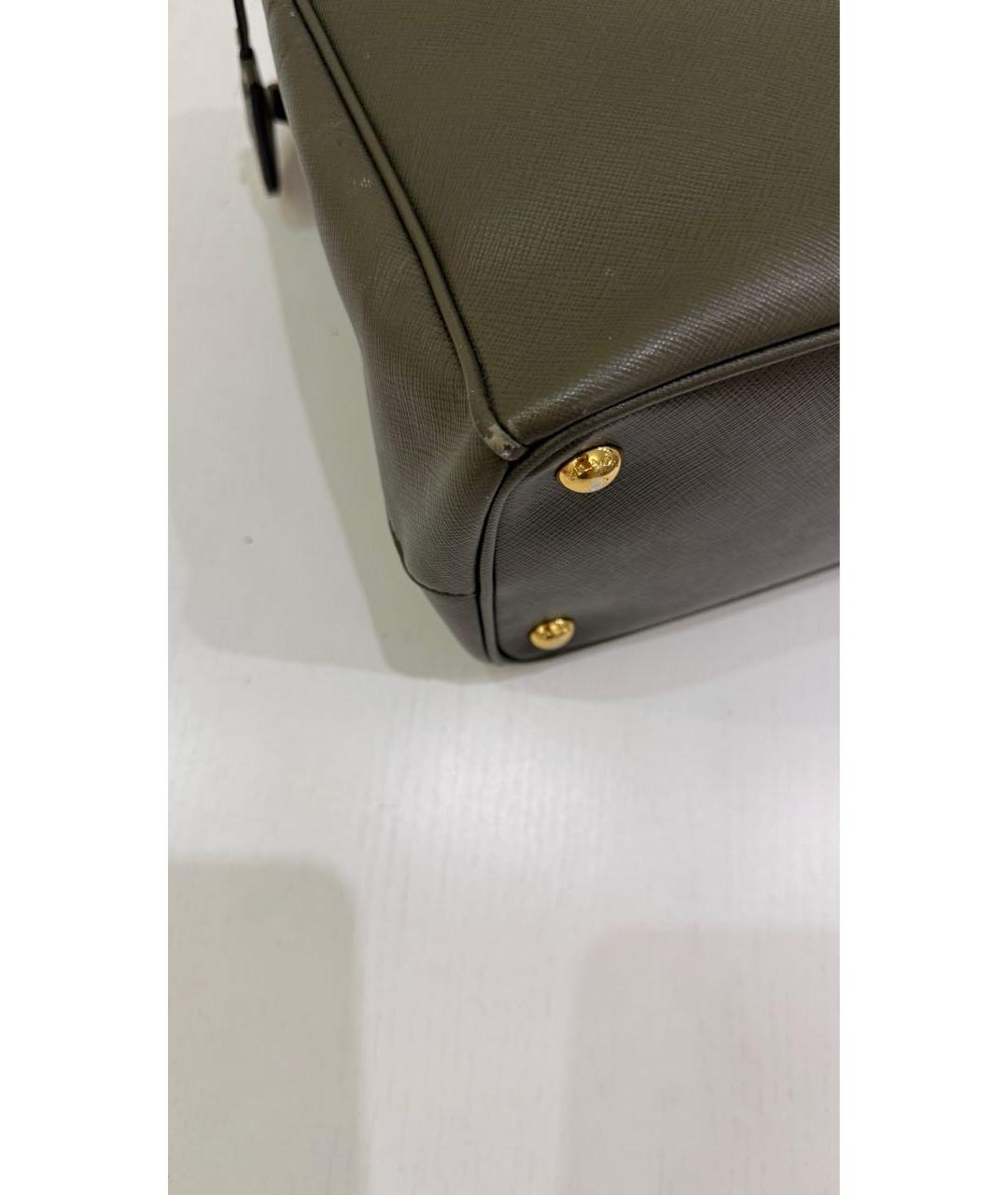 PRADA Хаки кожаная сумка с короткими ручками, фото 3