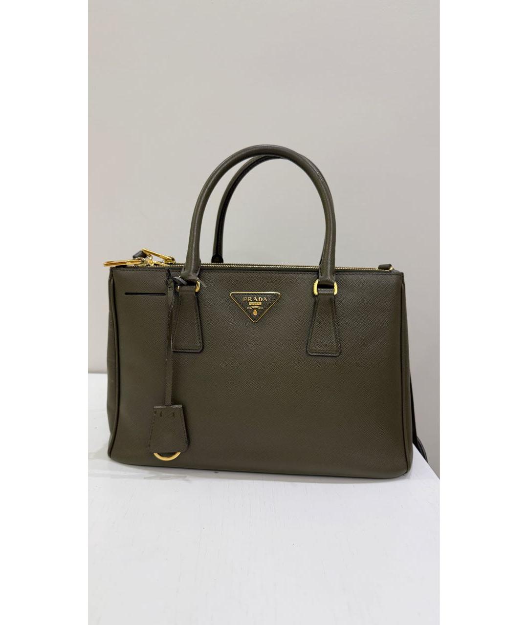 PRADA Хаки кожаная сумка с короткими ручками, фото 2