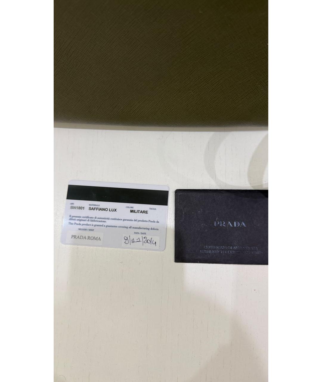 PRADA Хаки кожаная сумка с короткими ручками, фото 4