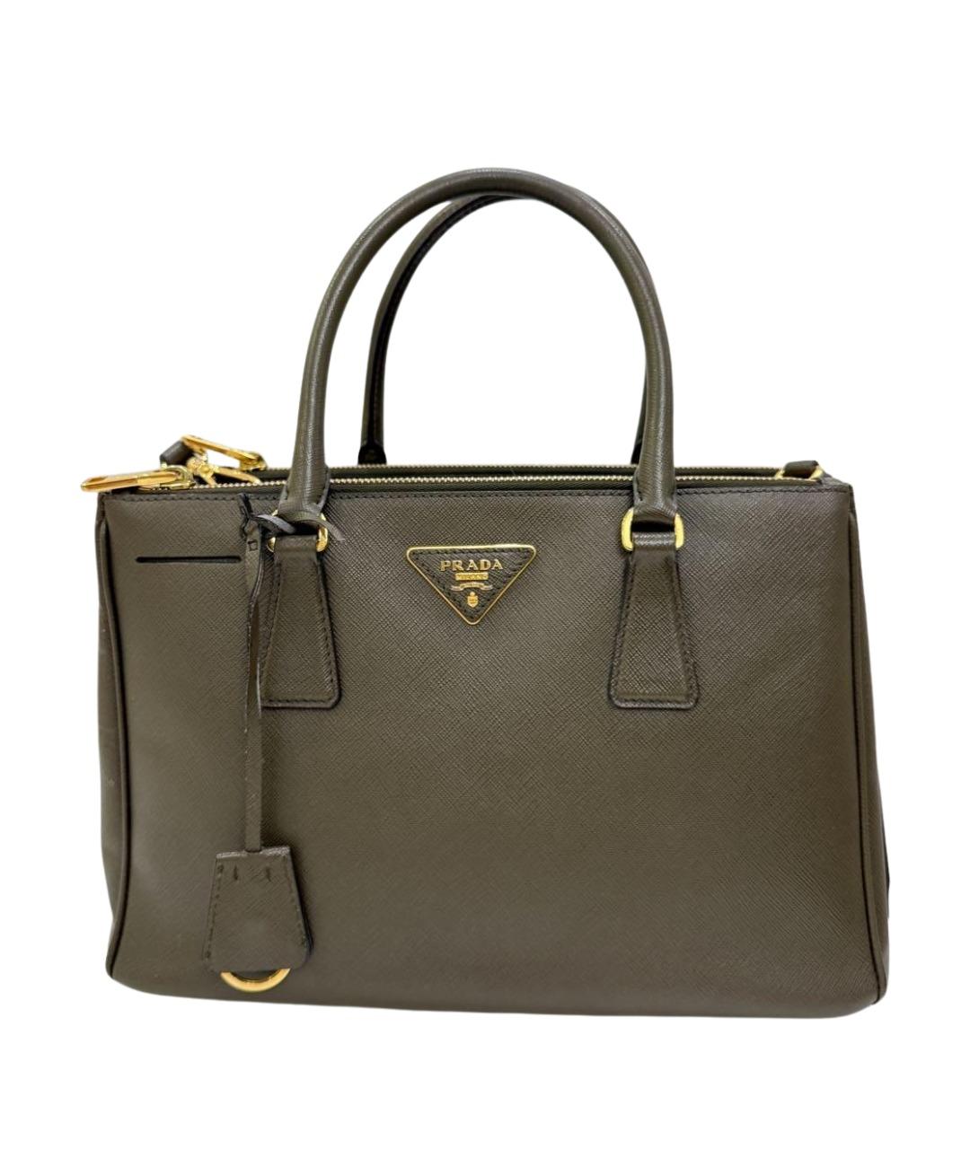 PRADA Хаки кожаная сумка с короткими ручками, фото 1