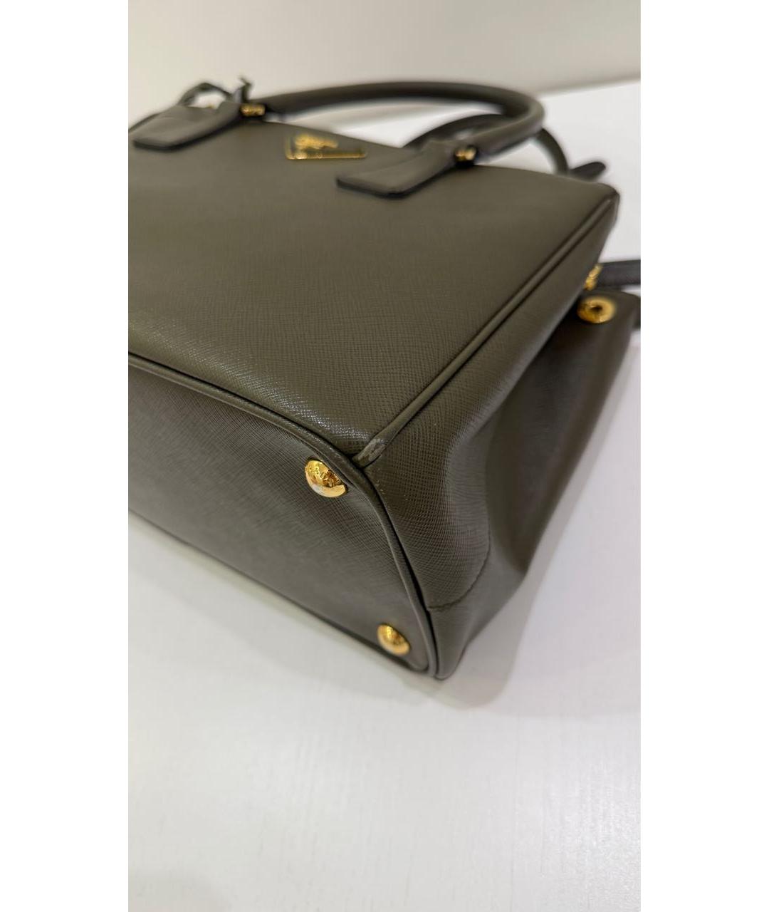 PRADA Хаки кожаная сумка с короткими ручками, фото 5