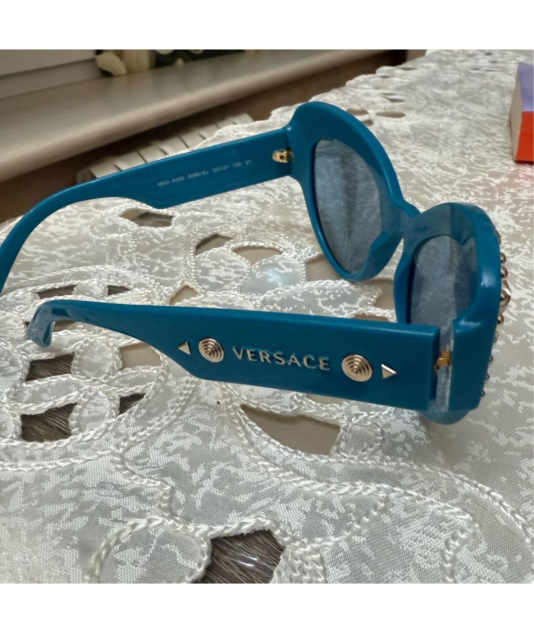 VERSACE Синие пластиковые солнцезащитные очки, фото 4