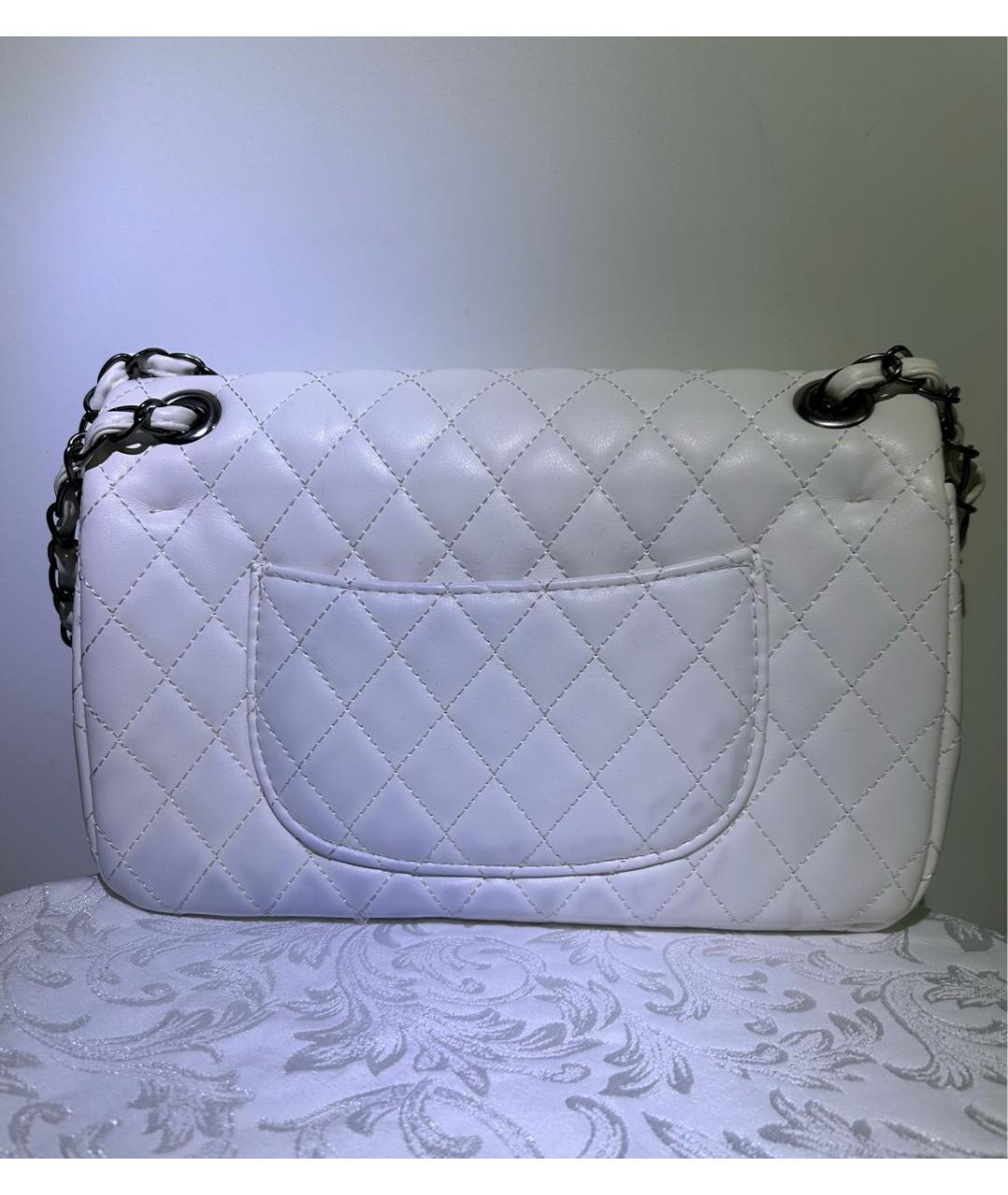 CHANEL Белая кожаная сумка через плечо, фото 5