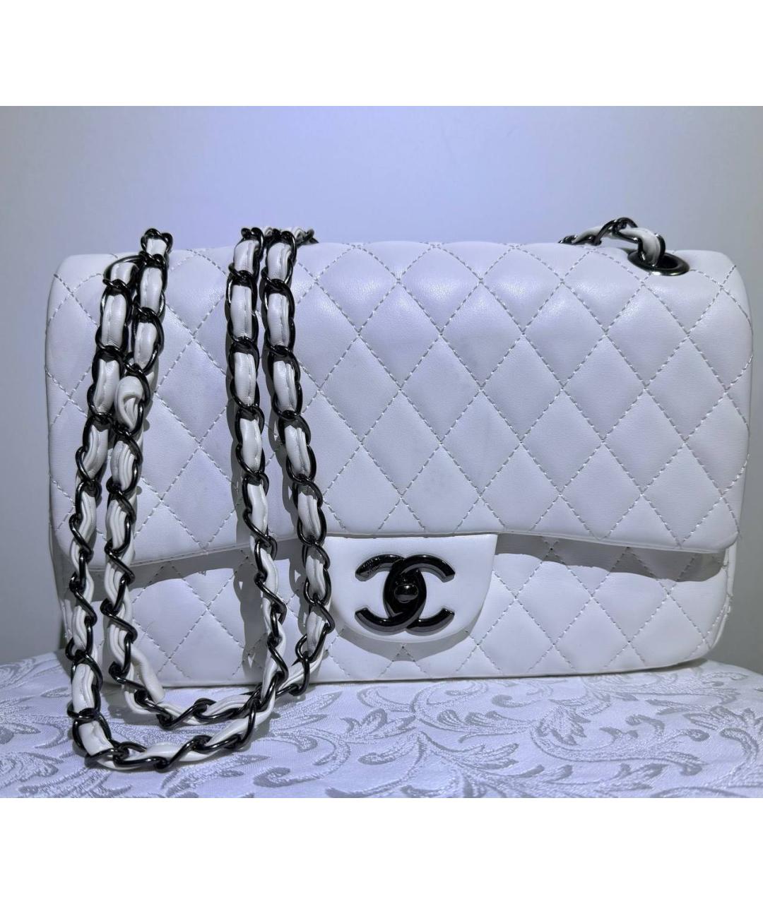 CHANEL Белая кожаная сумка через плечо, фото 6