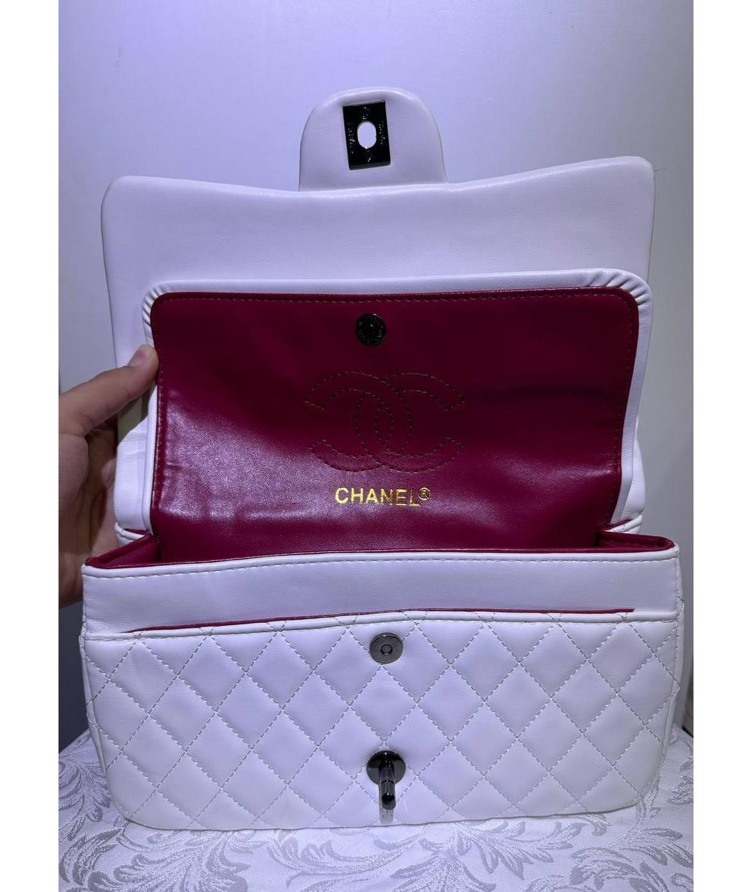 CHANEL Белая кожаная сумка через плечо, фото 3