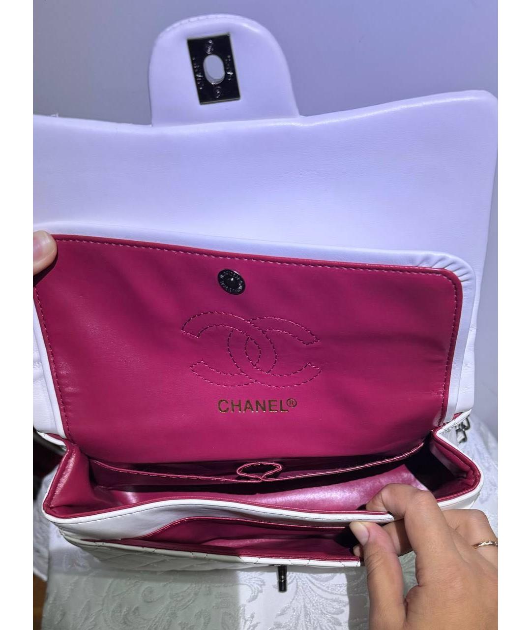 CHANEL Белая кожаная сумка через плечо, фото 4