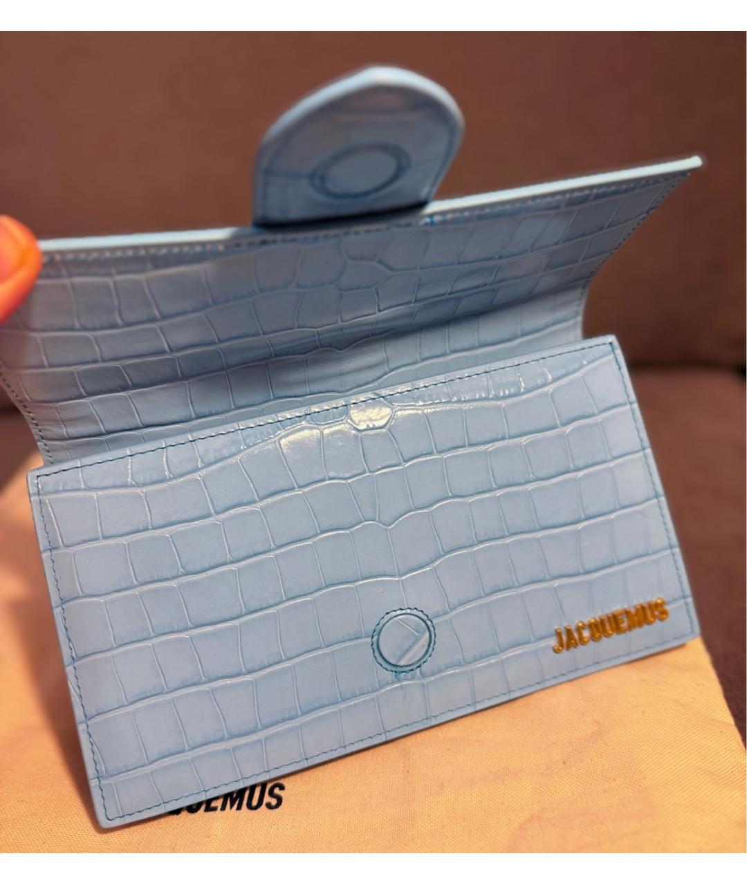 JACQUEMUS Голубая кожаная сумка через плечо, фото 8